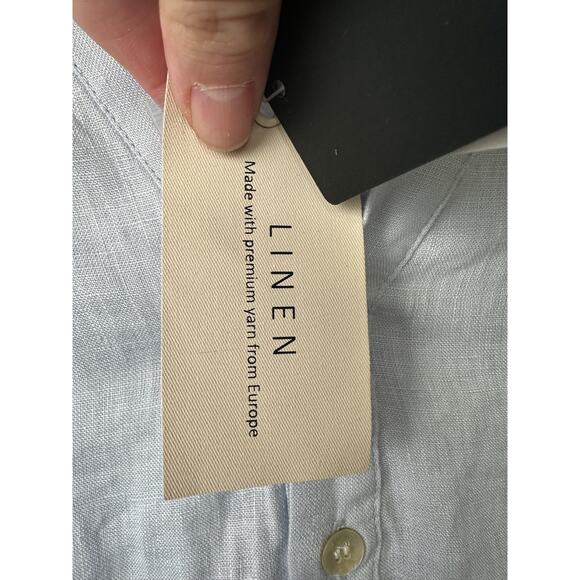 NEW Magaschoni Womens XL 100% Linen Button Popover Sleeveless $148 Lt. Blue A32 - Picture 4 of 7